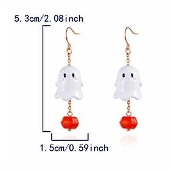 Cute Kawaii Halloween Spooky Ghost Drop Earrings - Picture 4 of 4